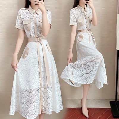 赫本风套装轻熟风2025年新款女夏两件套洋气减龄半身裙气质蕾丝衫