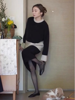 小香风针织套装裙子减龄时髦洋气名媛显瘦遮肉毛衣搭配冬裙两件套