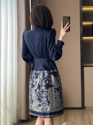 新中式汉服连衣裙2025秋装新款改良国风刺绣提花年会晚礼服马面裙