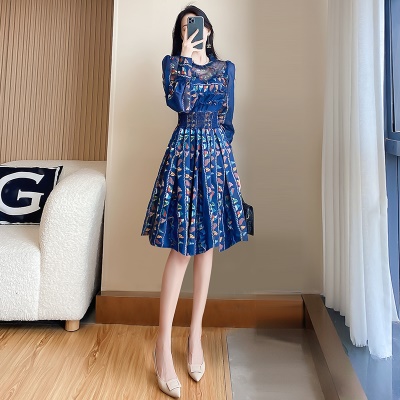 春秋新款2025春季法式碎花连衣裙女长袖裙子春装气质名媛雪纺长裙