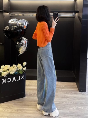 早秋季穿搭一整套休闲时尚洋气显瘦薄款针织衫牛仔裤子两件套装女