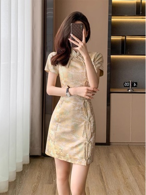 2025新款夏天新中式国风旗袍改良连衣裙高级感小个子包臀裙子女夏