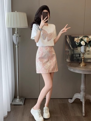 小香风休闲套装裙夏季2025新款韩系时髦减龄穿搭短袖两件套小个子