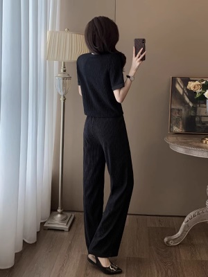 小香风休闲时尚职业套装女夏显瘦气质减龄运动阔腿裤两件套高级感