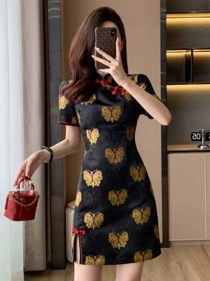 年轻送考旗袍改良版连衣裙女装夏季2025新款小个子新中国风碎花裙