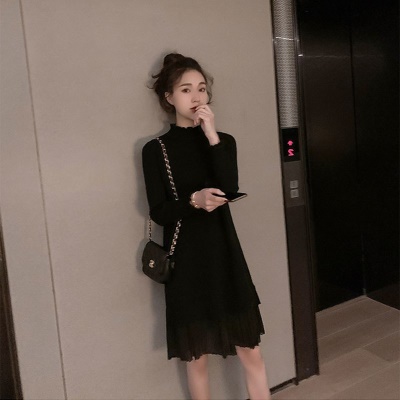 冬季新款女配大衣的内搭时尚气质修身针织打底毛衣连衣裙子女秋冬