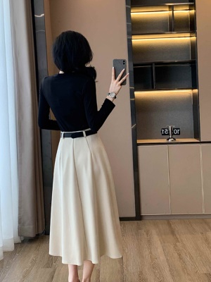 富家千金小香风时髦套装裙女秋装洋气港风复古麂皮绒半身裙两件套