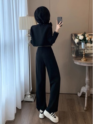 早秋小香风外套时尚休闲套装女春秋款高级感气质洋气阔腿裤两件套