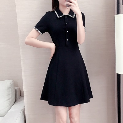 矮小个子短裙心机小黑裙连衣裙赫本风娃娃领小白裙修身显瘦A字裙