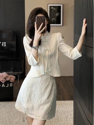 新中式国风连衣裙女秋季2025新款气质轻奢旗袍上衣半身裙两件套装