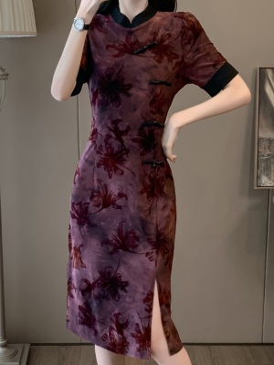 新中式国风旗袍连衣裙高级感晚礼服开叉中长款裙子女夏季2025新款