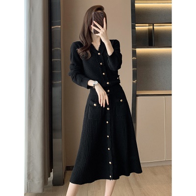 小香风套装女2025秋冬季气质名媛长袖针织开衫中长款半身裙两件套