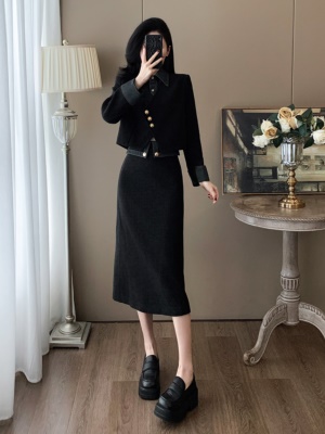 2025秋季新款时尚假两件牛仔上衣两件套显瘦高级感气质半身裙套装