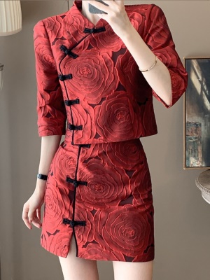 小香风穿搭一整套春季新款新中式高级感时尚改良旗袍礼服两件套装