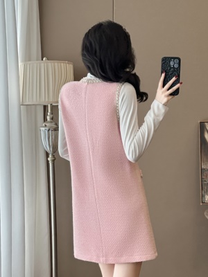 名媛小香风背心裙两件套女2025秋冬新款内搭马甲裙粗花呢连衣裙子