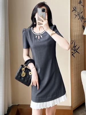 法式小香风连衣裙女夏季2025新款高级感气质显瘦职场通勤OL短裙子