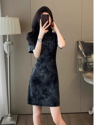 旗袍改良年轻款赫本礼服气质名媛高级感黑色新中式连衣裙子女夏季