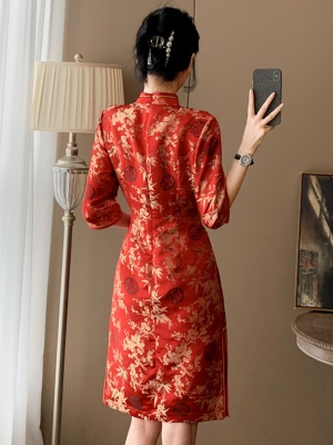 新中式国风气质红色订婚礼服连衣裙2025秋季新款旗袍裙宴会敬酒服