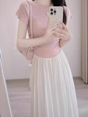 成套搭配减龄穿搭一整套装裙子女夏季洋气粉色上衣半身裙两件套裙