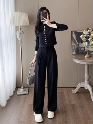 高级感气质小香风套装女秋季穿搭一整套针织外套垂感西装裤两件套