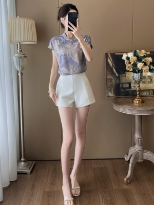 提花新中式女装轻国风短袖薄上衣套装女2025夏季新款短裤两件套潮