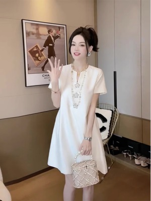 夏季新款法式白色连衣裙小个子奢华大牌高端气质名媛礼服裙子女