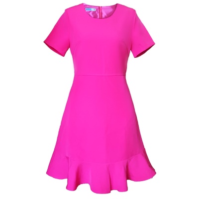 小个子连衣裙夏季玫红色荷叶边高级感减龄鱼尾裙子女夏天法式气质