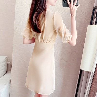 法式雪纺连衣裙女2025年夏季新款御姐女神范收腰气质修身包臀裙子