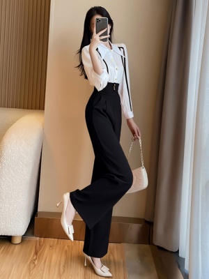 干练气质两件套衬衫洋气时髦2025新款女时尚春季阔腿裤子职业套装