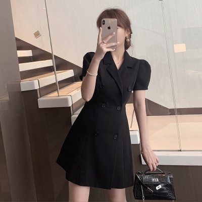 2025夏装新款领证小白裙小个子气质法式高级感双排扣西装连衣裙夏