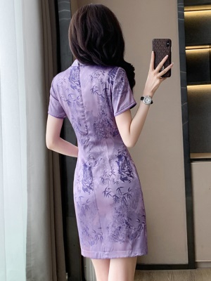 夏季高级感国风新中式连衣裙女小个子气质收腰显身材改良送考旗袍