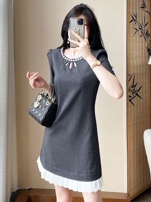 法式小香风连衣裙女夏季2025新款高级感气质显瘦职场通勤OL短裙子