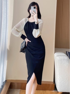 黑色职业连衣裙女2025年秋季新款高级感修身包臀气质通勤长袖裙子