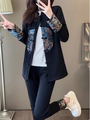 唐装中式国风套装女2025新款春季休闲时尚高级感裤子汉服两件套装