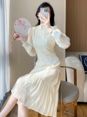 国潮改良旗袍2025春季新款中长款年轻新中式中国风女装汉服连衣裙