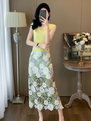 夏季穿搭配一整套气质减龄时尚刺绣蕾丝半身裙子两件套装裙女洋气