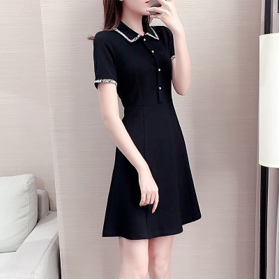 矮小个子短裙心机小黑裙连衣裙赫本风娃娃领小白裙修身显瘦A字裙
