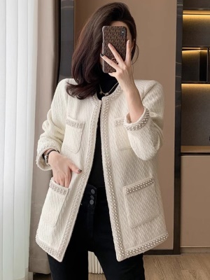 小香风毛呢外套女2025新款秋冬小个子高端羽绒加厚高级感短款上衣