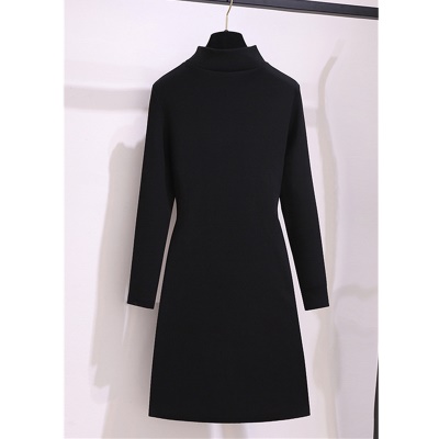 2025新款打底毛衣裙女秋冬季配大衣小个子包臀内搭黑色针织连衣裙