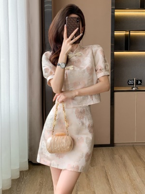 新中式国风旗袍套装女夏季新款气质高级感小个子时尚半身裙两件套