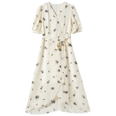 雪纺连衣裙女夏2025年新款碎花御姐轻熟风修身显瘦气质名媛长裙子