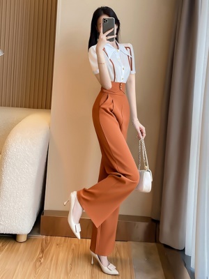 干练气质两件套衬衫洋气时髦2025新款女时尚春季阔腿裤子职业套装