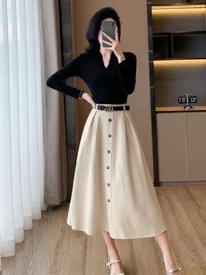 富家千金小香风套装裙子女秋季气质港风麂皮绒半身裙两件套高级感