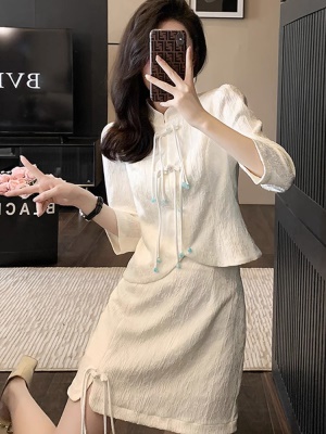 新中式国风连衣裙女秋季2025新款气质轻奢旗袍上衣半身裙两件套装