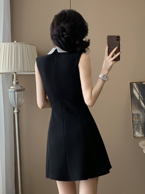 法式小香风娃娃千金连衣裙女夏季2025新款高级感无袖小黑裙生日裙