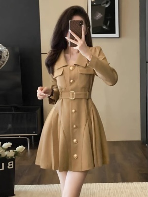 西装连衣裙小个子2025秋季新款法式复古高级感气质收腰显瘦百褶裙