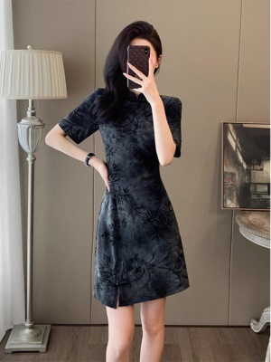 旗袍改良年轻款赫本礼服气质名媛高级感黑色新中式连衣裙子女夏季
