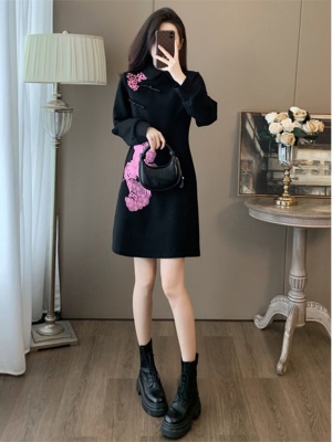 秋冬季新中式改良版旗袍连衣裙气质国风加绒加厚裙子高级感女装潮