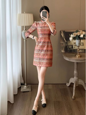 新中式改良旗袍连衣裙女高级感小个子修身显瘦气质轻奢国风小礼服