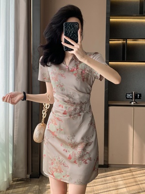 新中式提花显瘦显白国风改良旗袍连衣裙女夏小个子送考包臀连衣裙